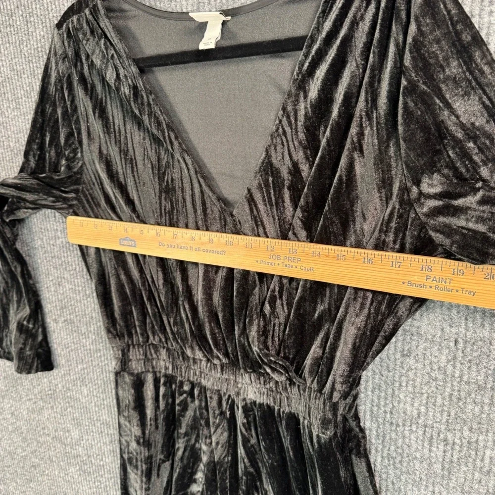 Womens‎ Black Crushed Velvet Bell Sleeve Jumpsuit Y2K Mod Retro Size M